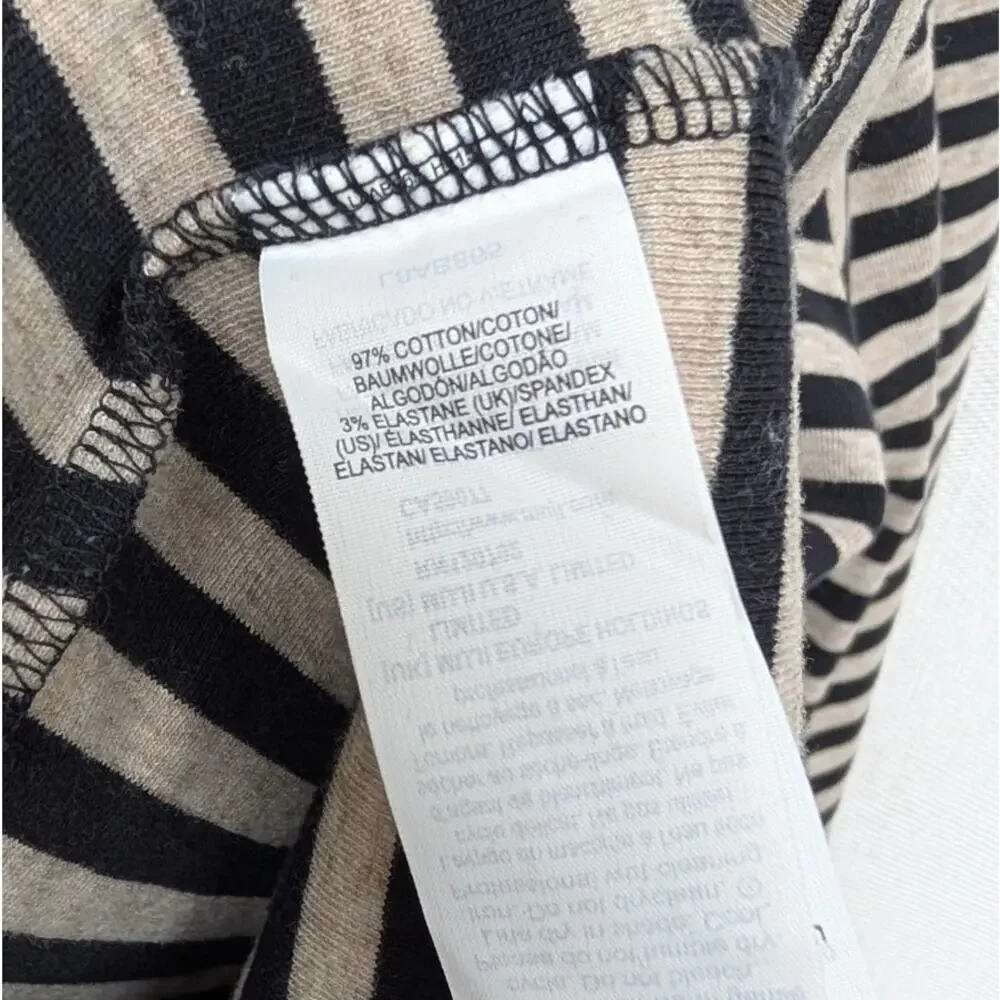 Muji Black/Cream Cotton Striped Turtleneck Long Sleeve Top, size S - Picture 7 of 8